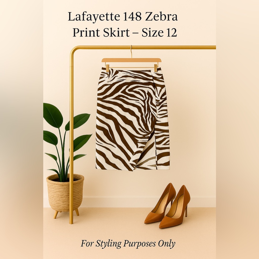 Lafayette 148 Zebra Print Skirt – Size 12 | Brown & White
